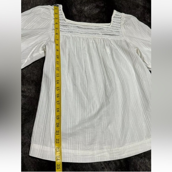 Gap Women S White Cotton Crochet Top Peasant Blouse - Picture 6 of 9